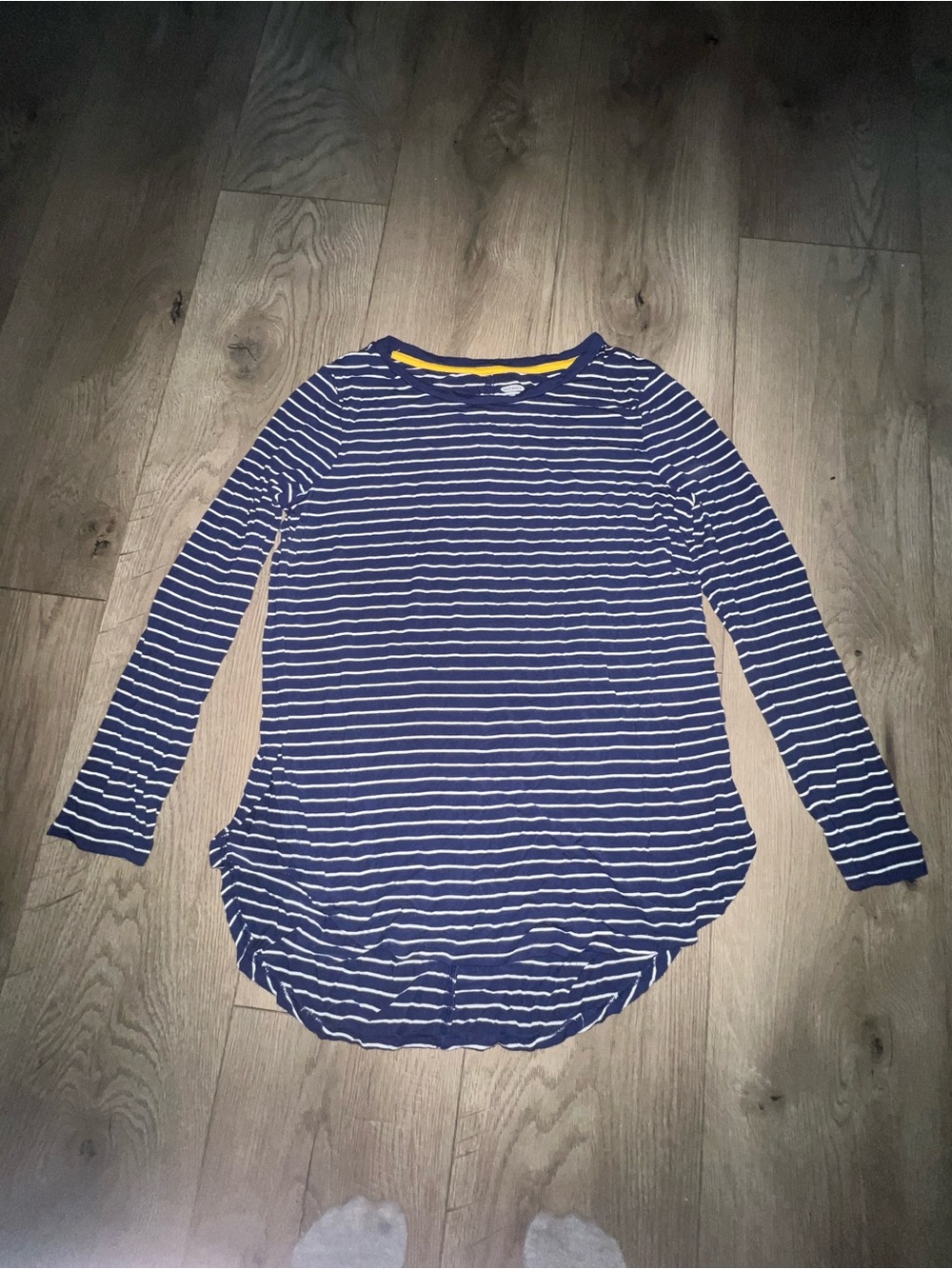 Old Navy Navy and White Striped Long-Sleeve Tee